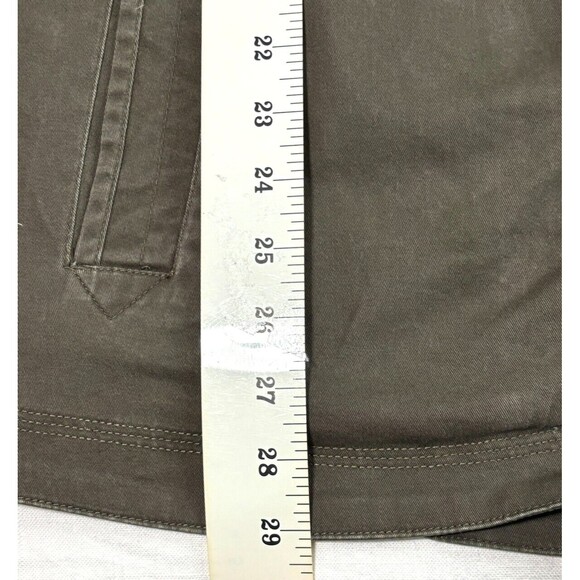 Flag Anthem Olive Mock Neck Trucker Military Shirt Jacket Zip Up Hidden Button - Picture 11 of 16